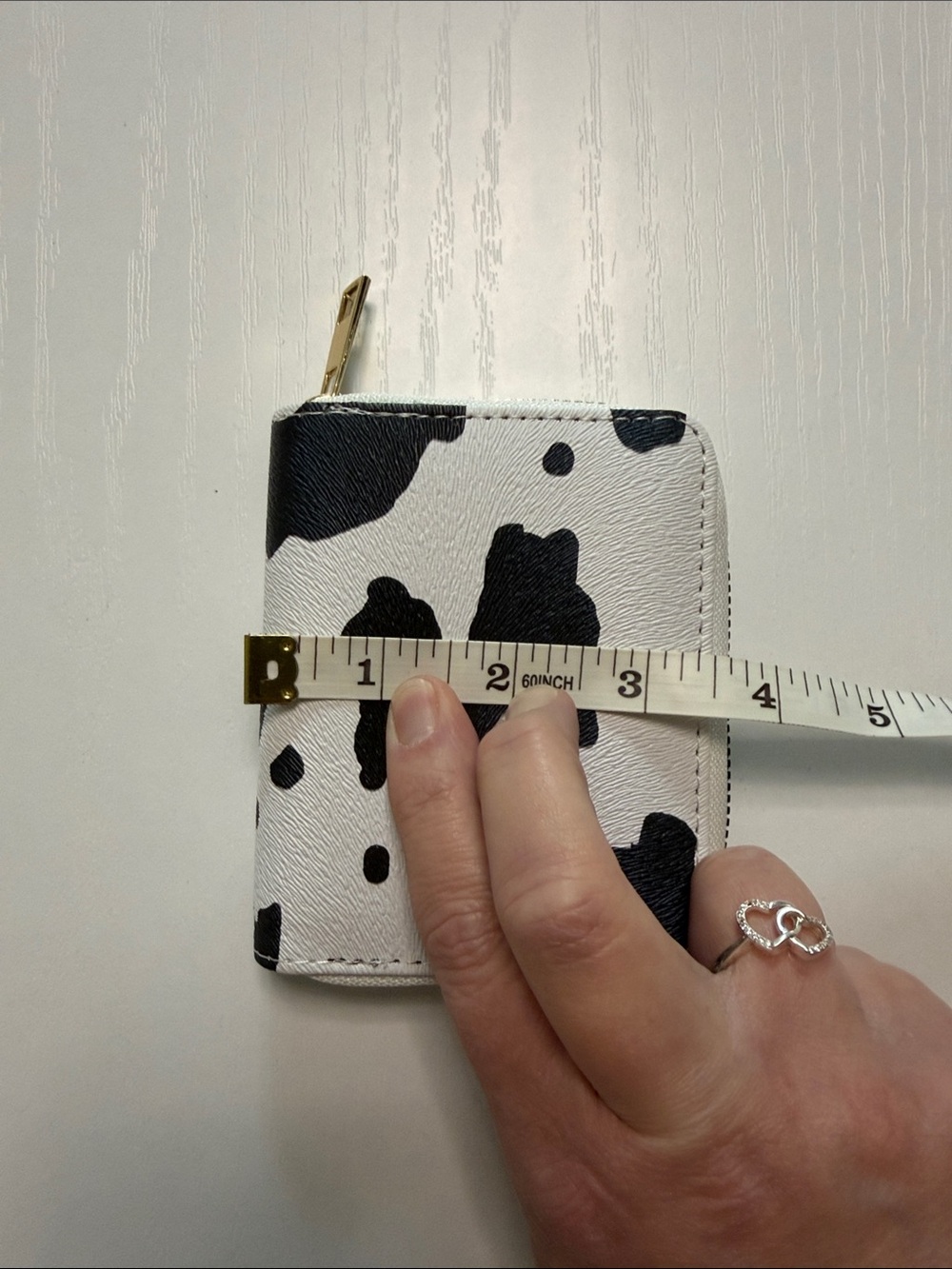 NWOT Cow Print Zip Wallet in Black and White - Picture 4 of 7